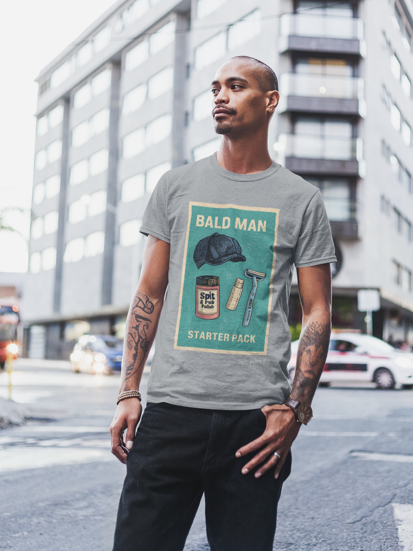 bald man's starter pack t-shirt