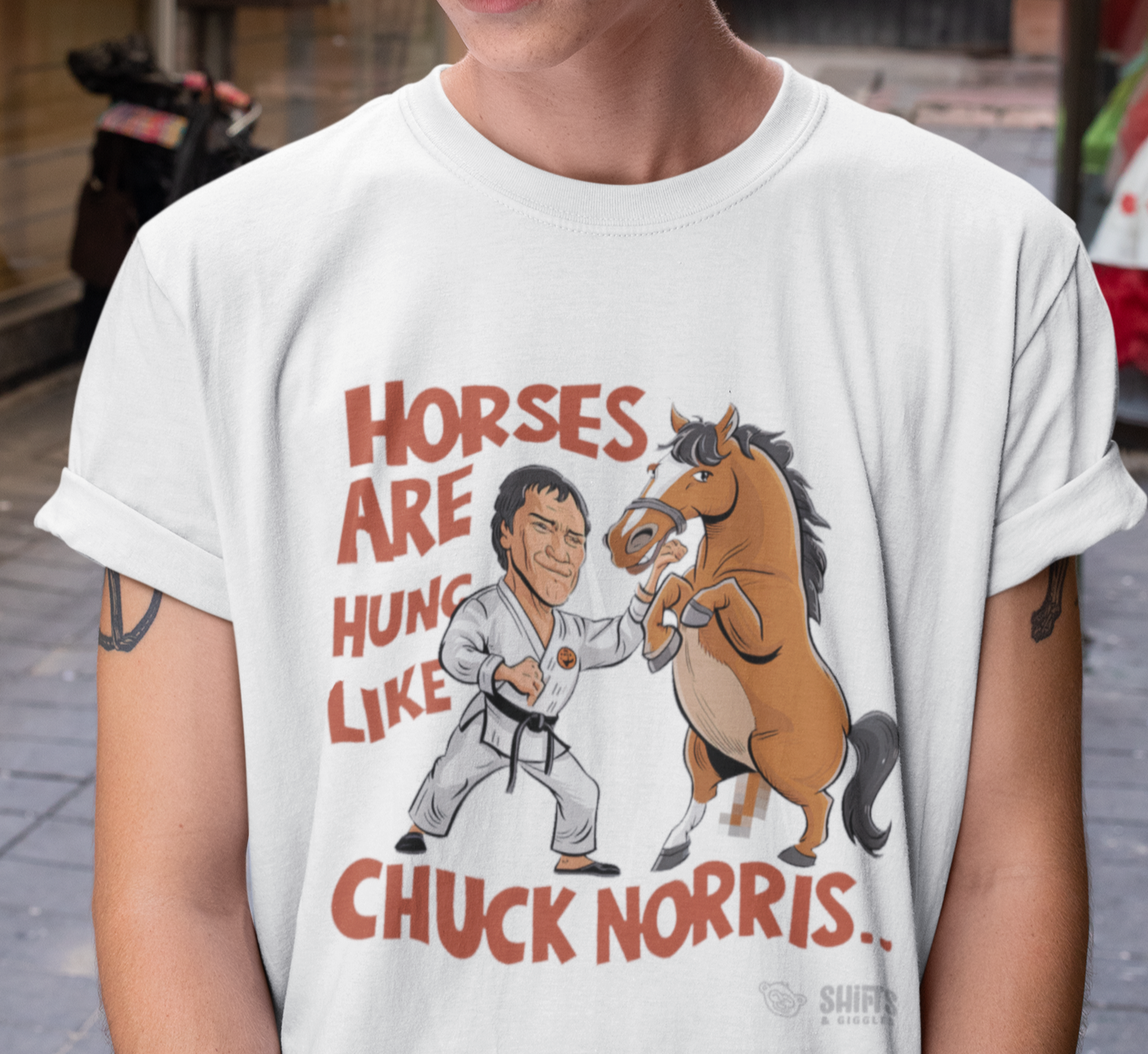 chuck norris - horses hung like chuck t-shirt