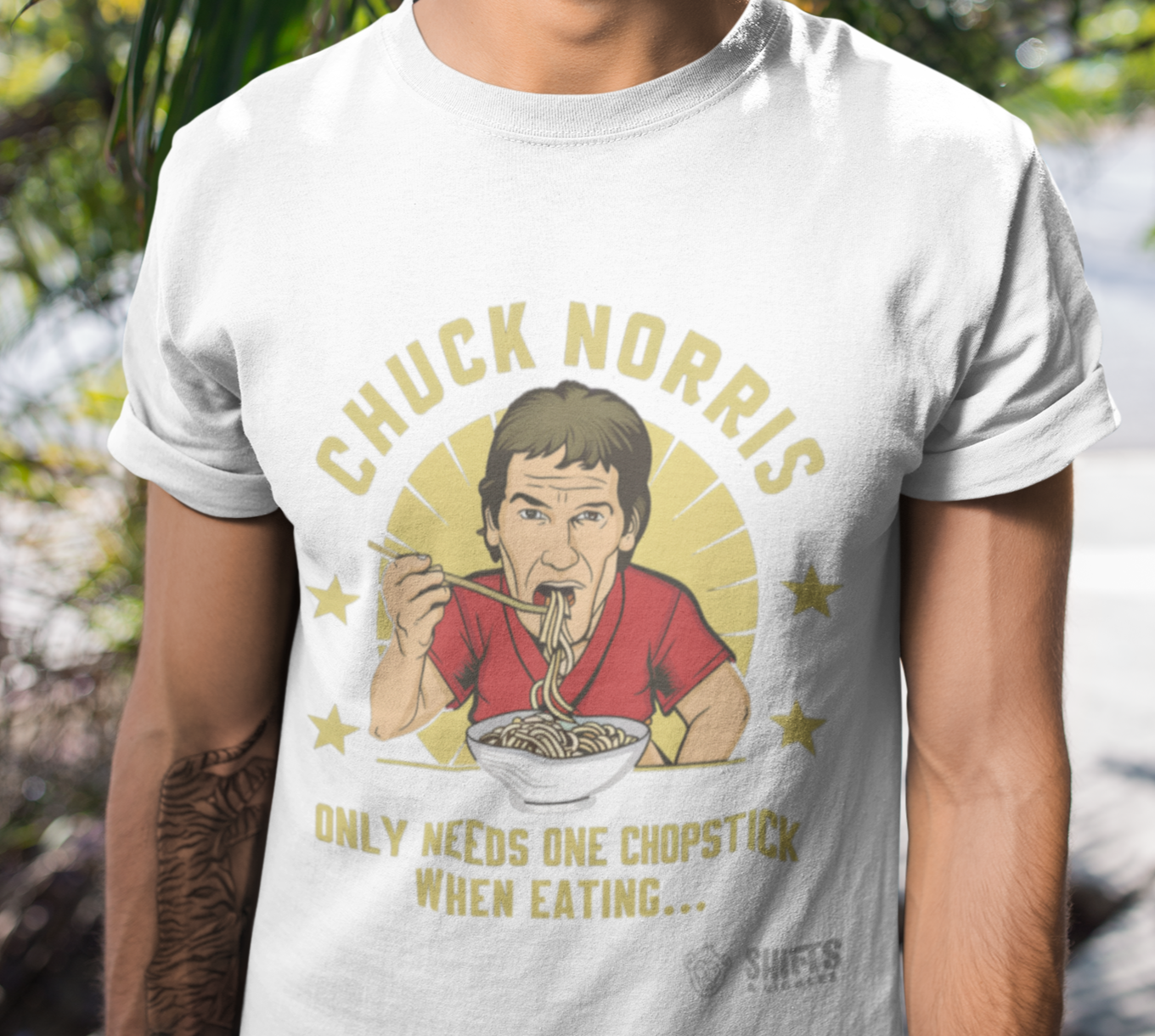 chuck norris - one chopstick t-shirt